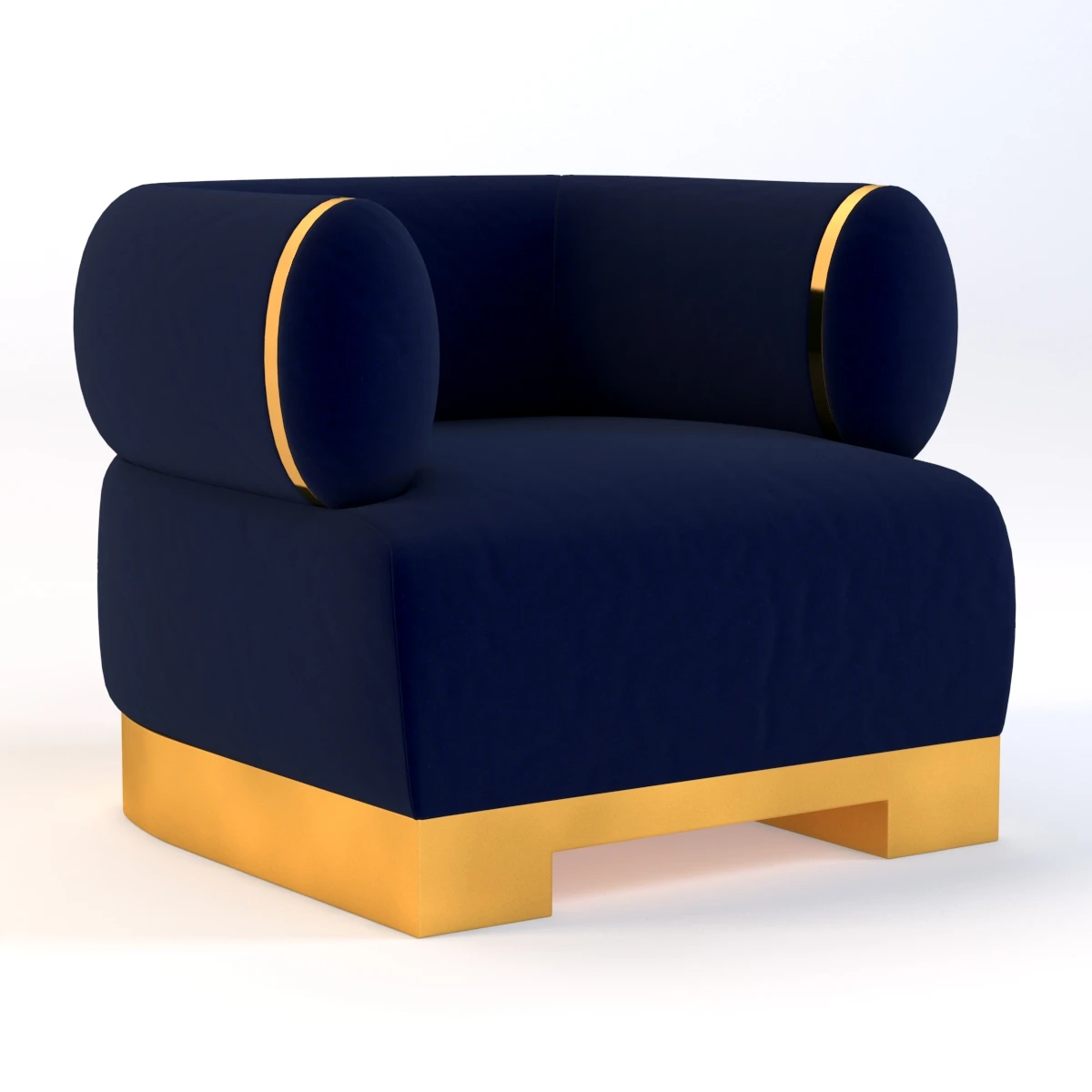 Armchair Dr100 With Gold Metal 3D Model_01