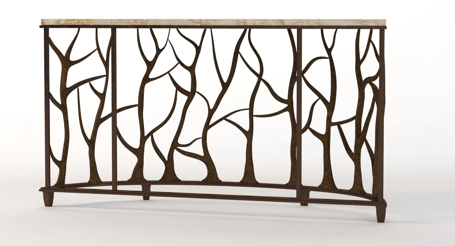 Bannister Garden Console Table 3D Model_06