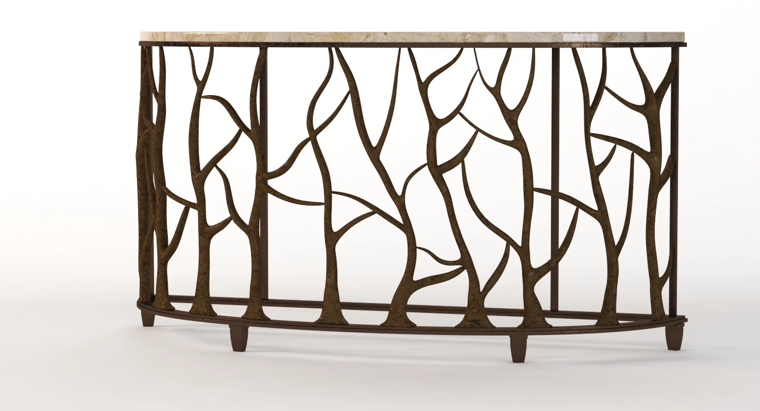 Bannister Garden Console Table 3D Model_09
