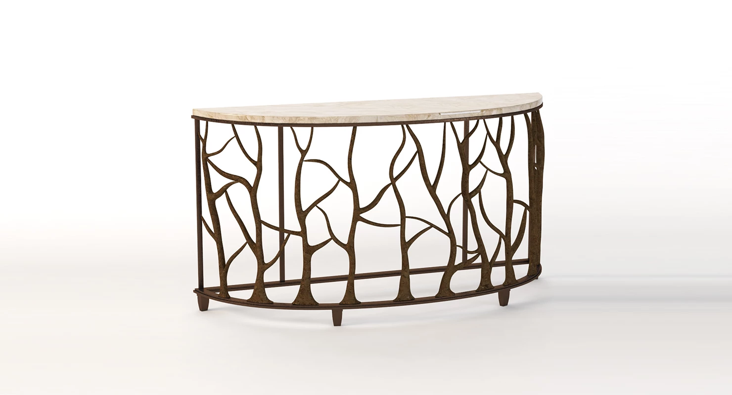 Bannister Garden Console Table 3D Model_01