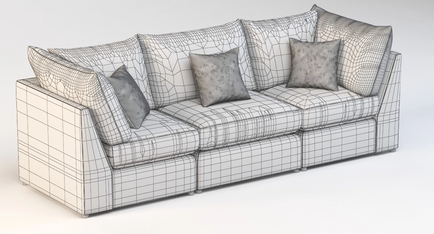 Bassett Beckham Pit Sectional Sofa Three Seater 3D Model_011