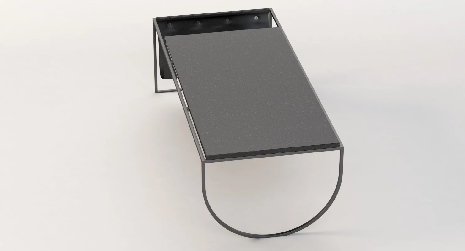 Bolia Piero Coffee Table Black Marble Top with Leather Side Storage 3D Model_09