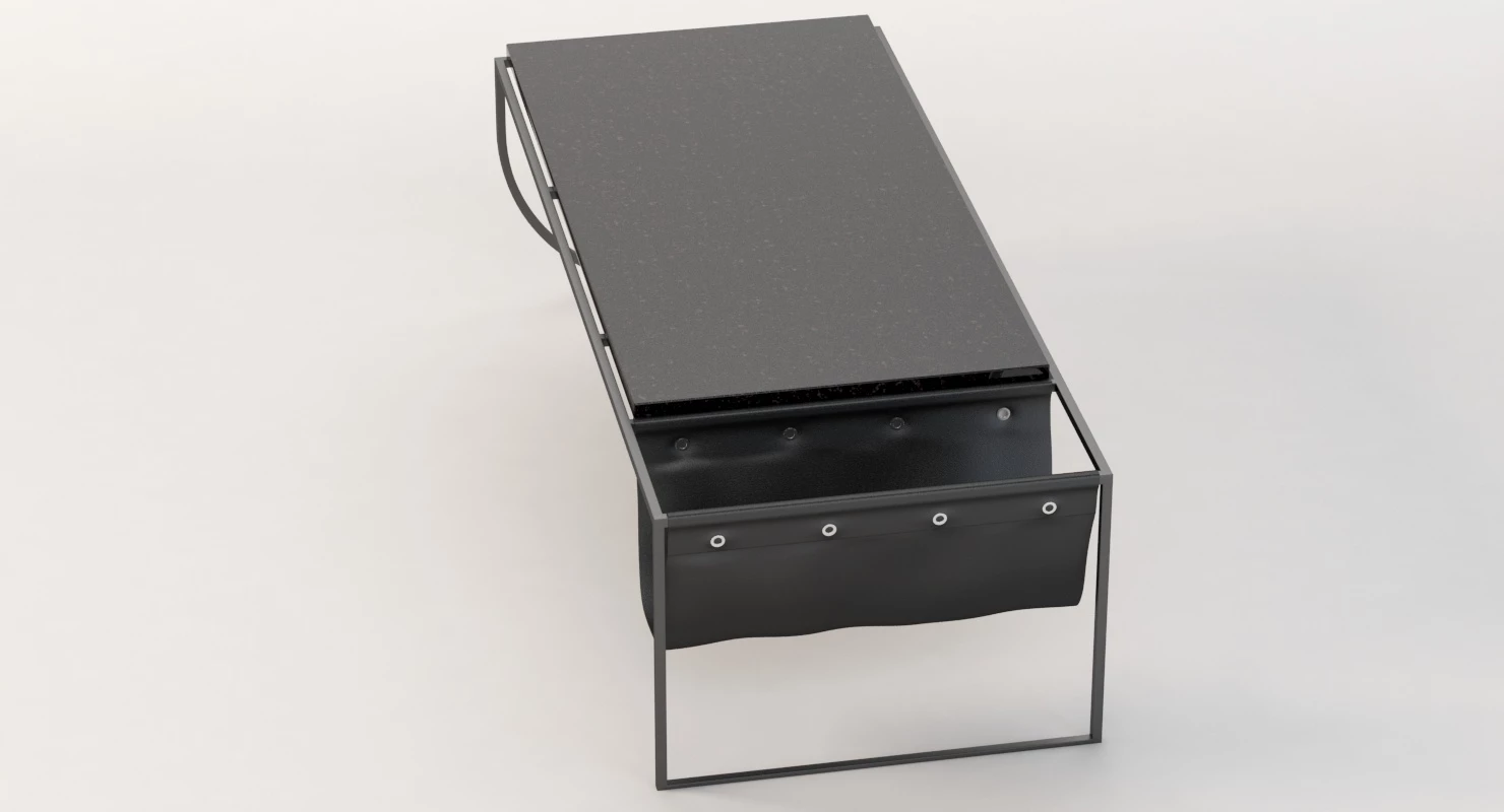 Bolia Piero Coffee Table Black Marble Top with Leather Side Storage 3D Model_06