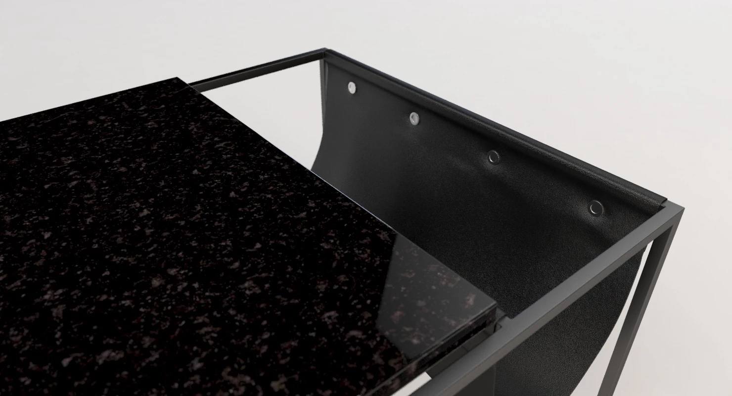 Bolia Piero Coffee Table Black Marble Top with Leather Side Storage 3D Model_03