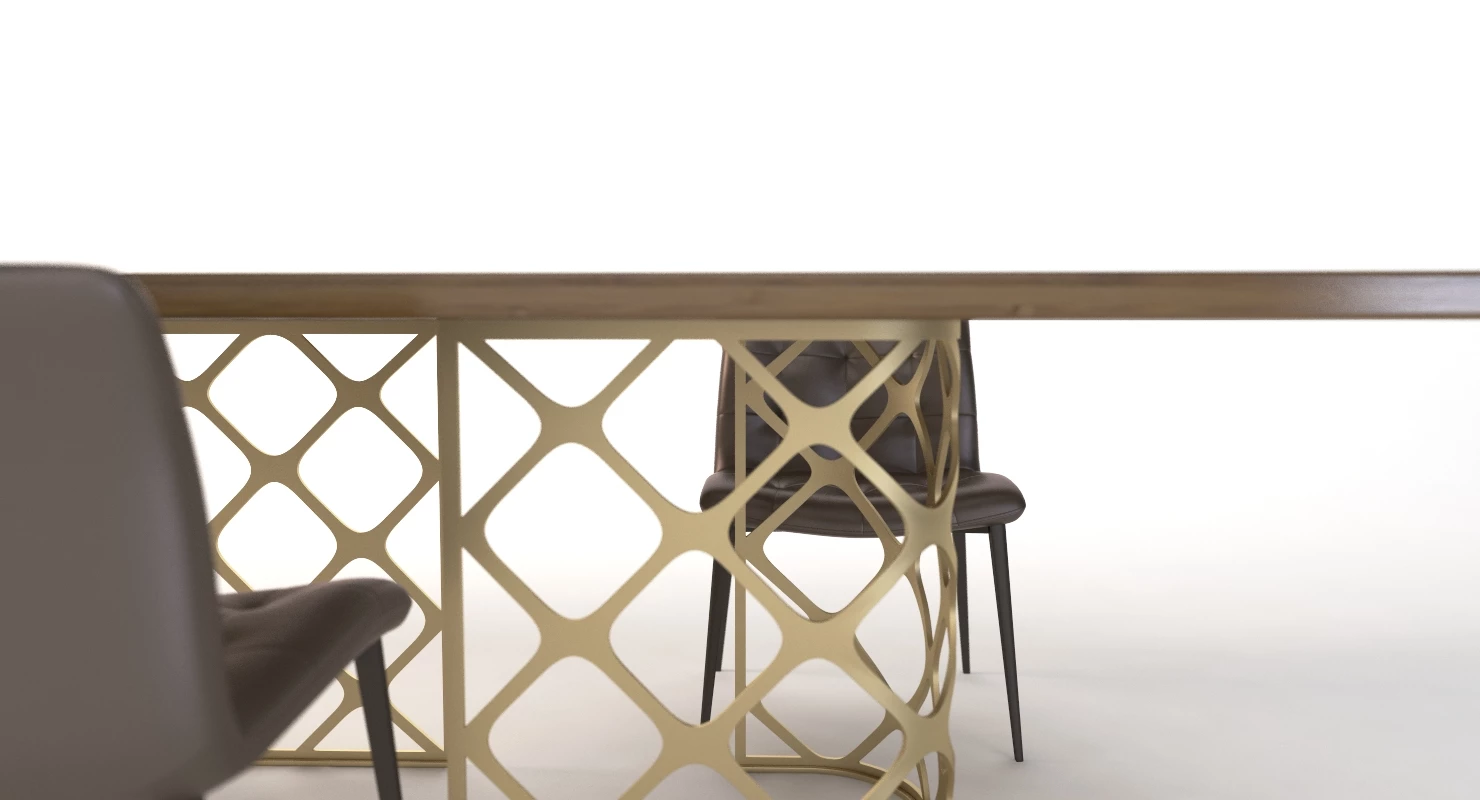 Bontempi Casa Majesty Wood Dining Table And Chair Set 3D Model_03