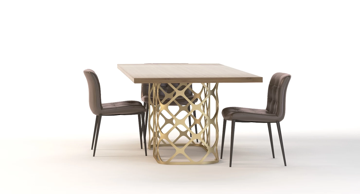 Bontempi Casa Majesty Wood Dining Table And Chair Set 3D Model_021