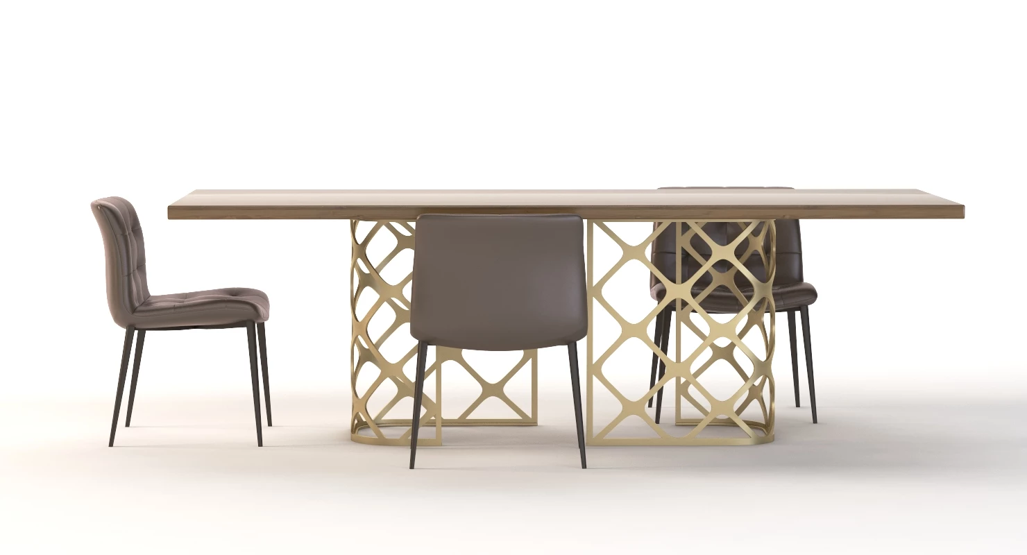 Bontempi Casa Majesty Wood Dining Table And Chair Set 3D Model_08