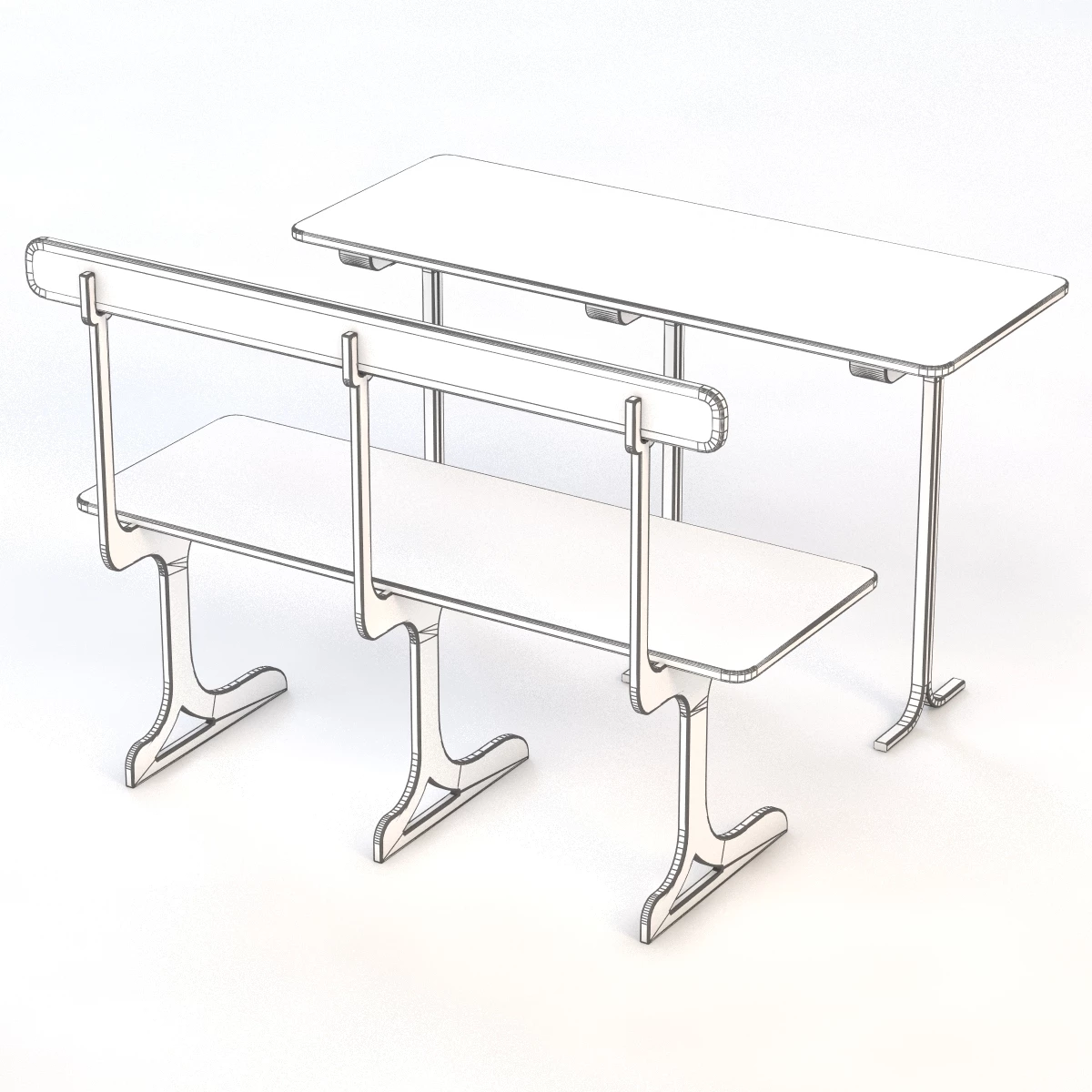 Cafe Seating and Bench 3D Model_06