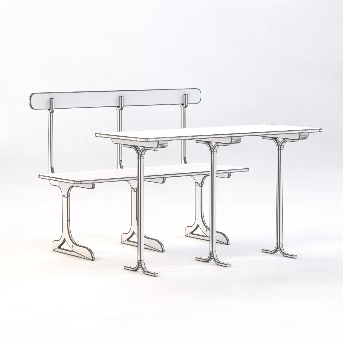 Cafe Seating and Bench 3D Model_03