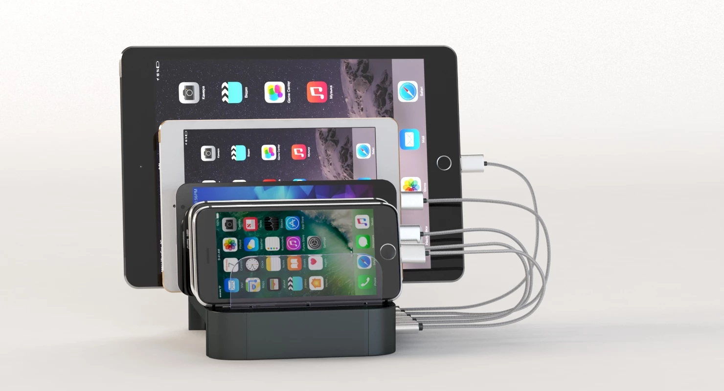Charging Station 5 Port Cell Phone Usb Hub Organizer 3D Model_012