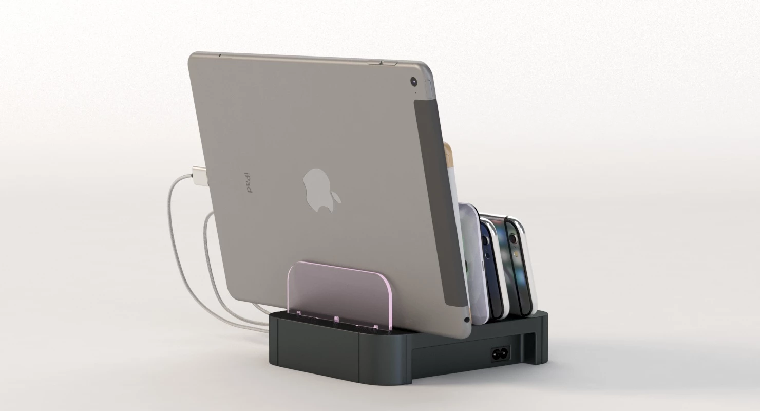 Charging Station 5 Port Cell Phone Usb Hub Organizer 3D Model_03