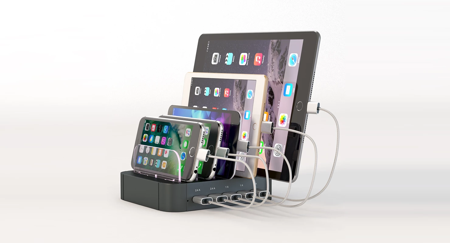 Charging Station 5 Port Cell Phone Usb Hub Organizer 3D Model_08
