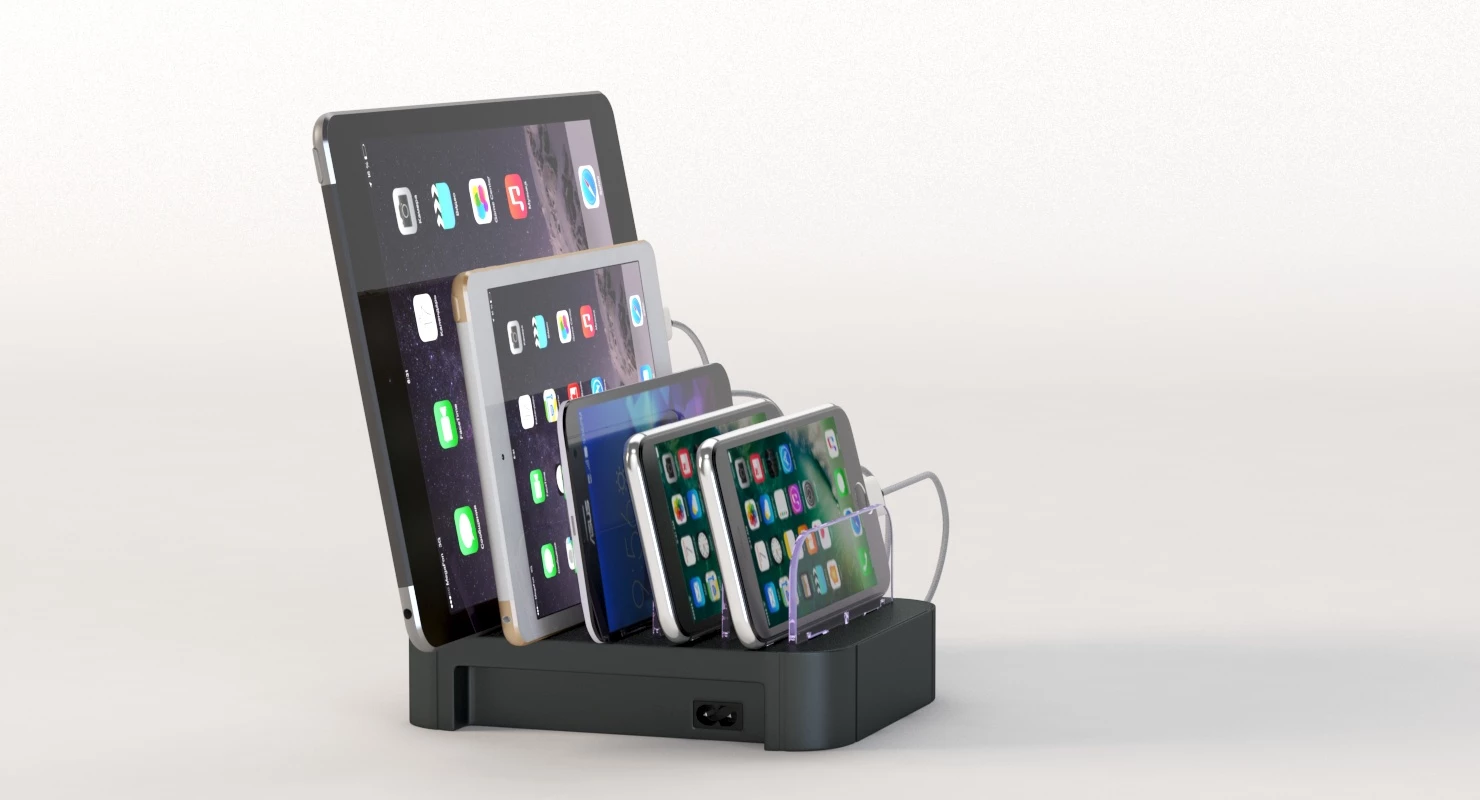 Charging Station 5 Port Cell Phone Usb Hub Organizer 3D Model_01