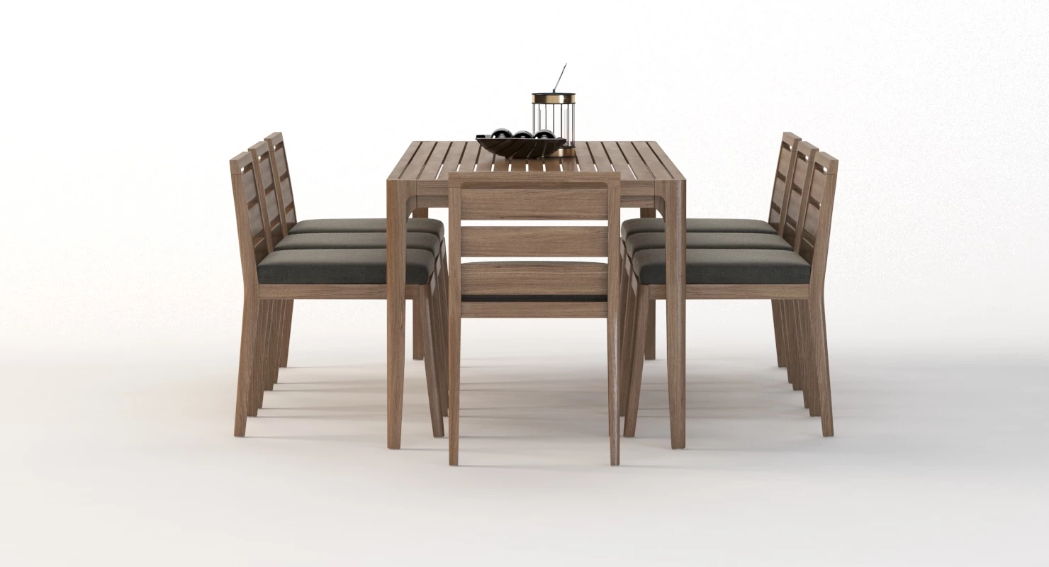 Ciel Side Outdoor Table and Chair Set with Centerpiece Decoration 3D Model_07