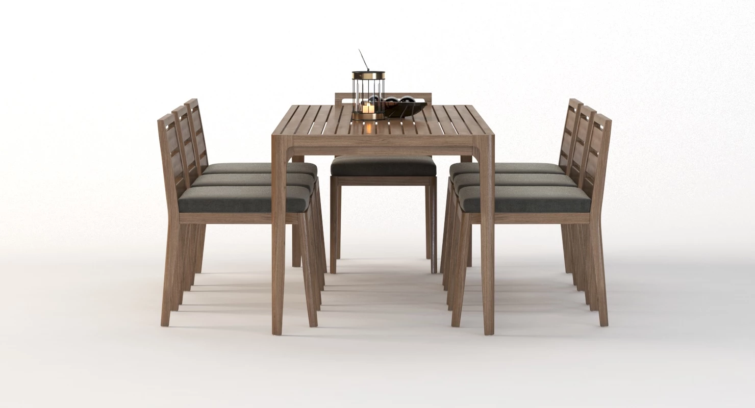 Ciel Side Outdoor Table and Chair Set with Centerpiece Decoration 3D Model_010