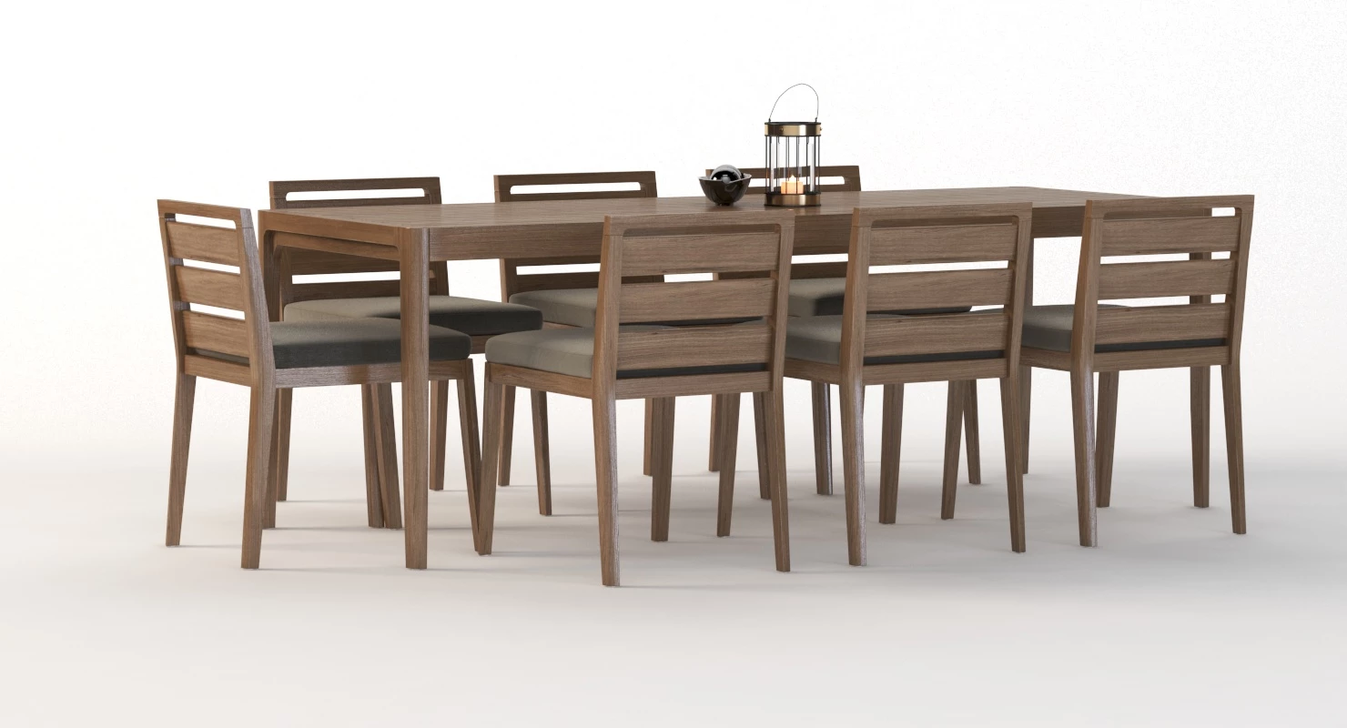 Ciel Side Outdoor Table and Chair Set with Centerpiece Decoration 3D Model_06