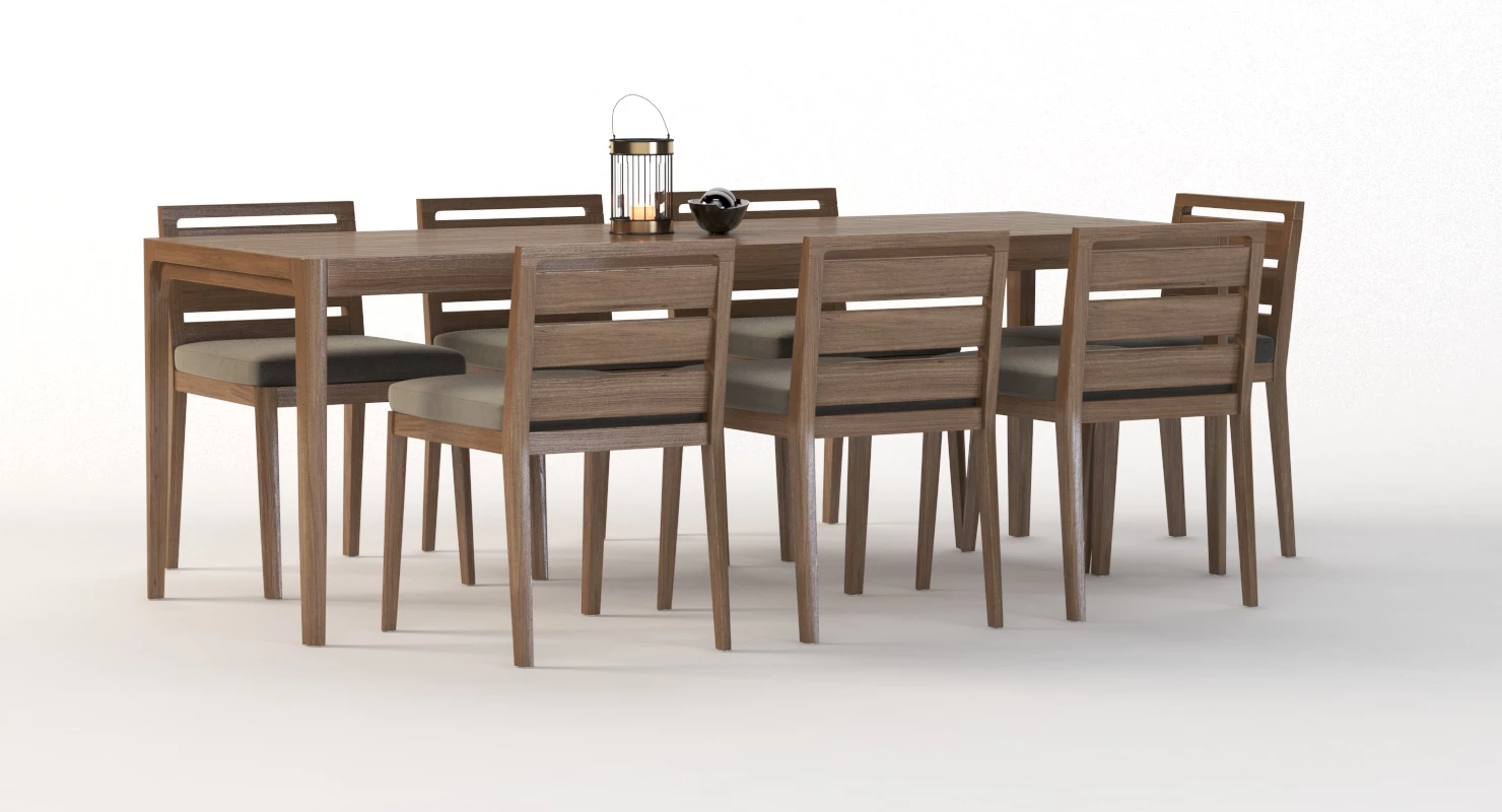 Ciel Side Outdoor Table and Chair Set with Centerpiece Decoration 3D Model_09