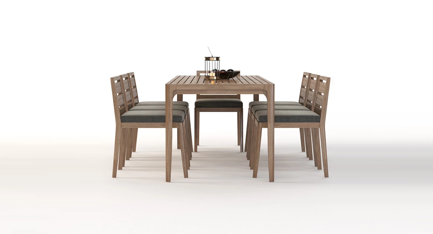 Ciel Side Outdoor Table and Chair Set with Centerpiece Decoration 3D Model_01