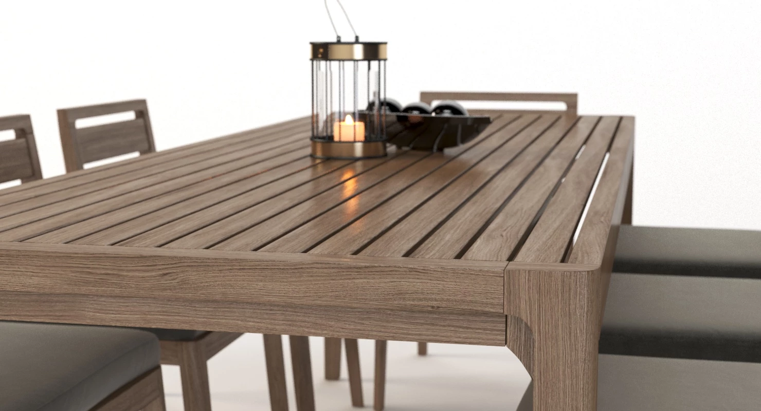 Ciel Side Outdoor Table and Chair Set with Centerpiece Decoration 3D Model_03