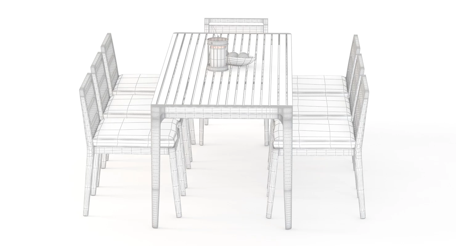 Ciel Side Outdoor Table and Chair Set with Centerpiece Decoration 3D Model_011