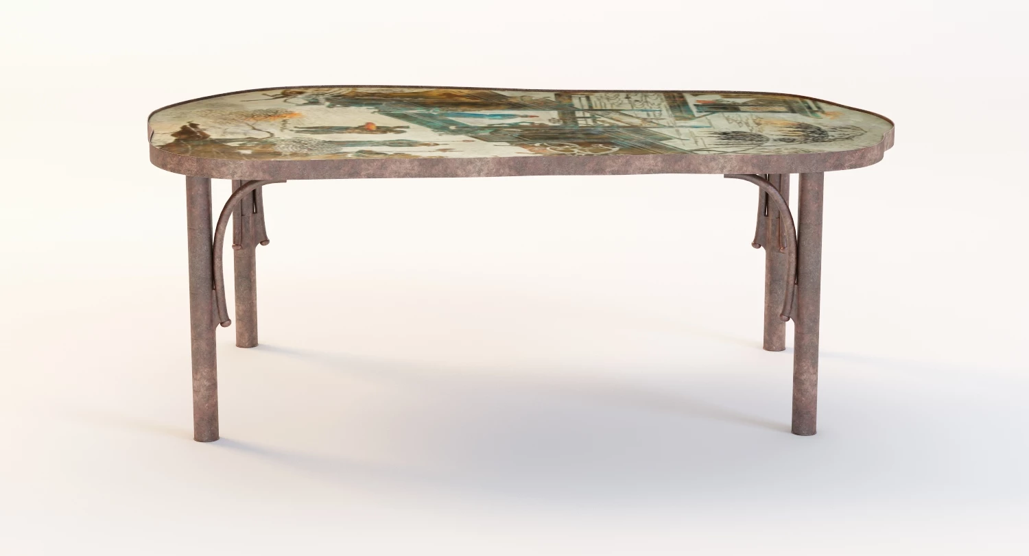 Classic Art Dining Table 3D Model_01