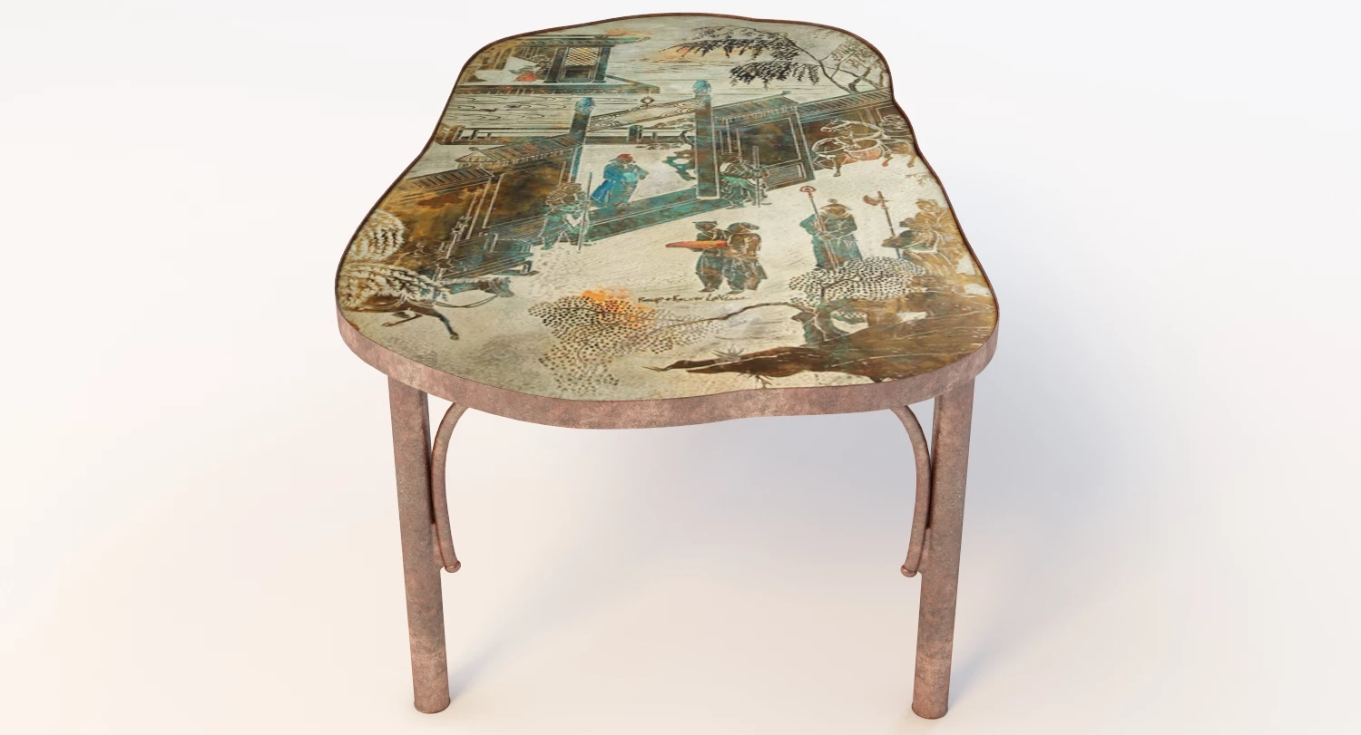 Classic Art Dining Table 3D Model_07