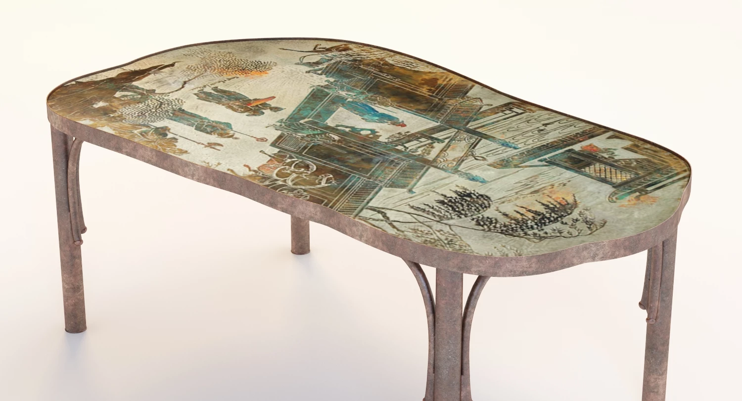 Classic Art Dining Table 3D Model_05