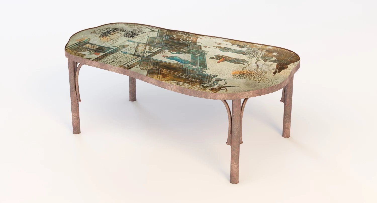 Classic Art Dining Table 3D Model_08