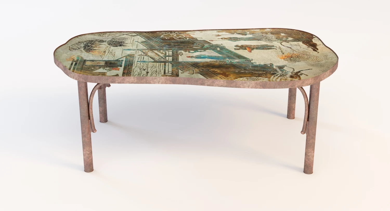 Classic Art Dining Table 3D Model_04