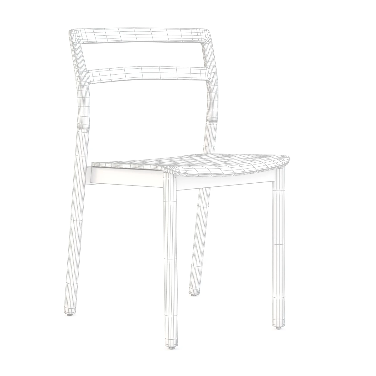 DE PADOVA FLORINDA Stackable Solid Wood Chair 3D Model_04