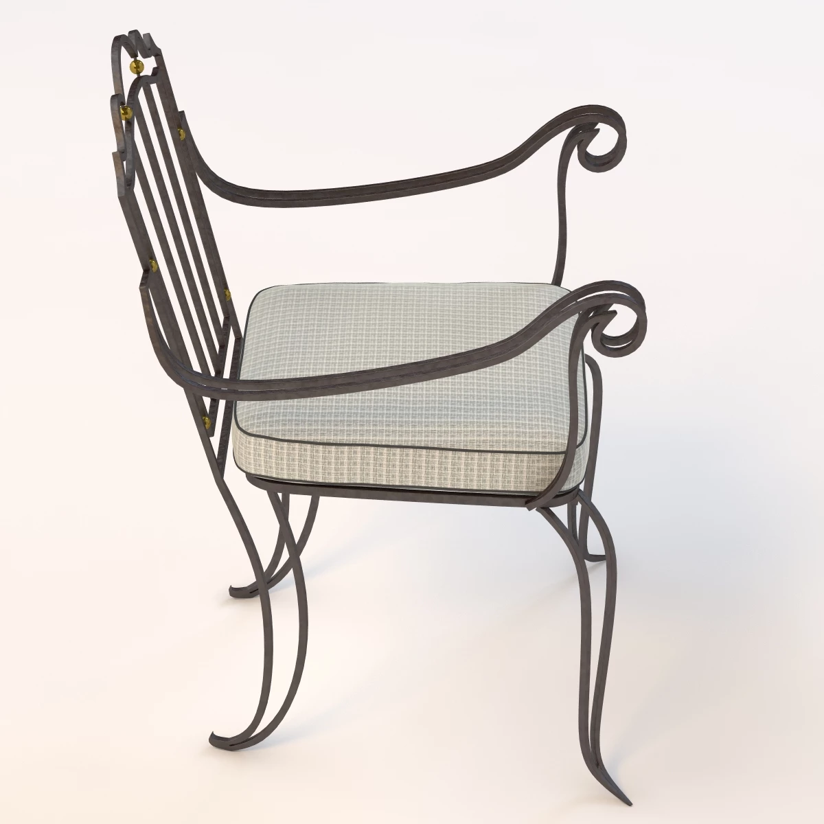 Drake Wrought Iron Arm Chair 3D Model_05
