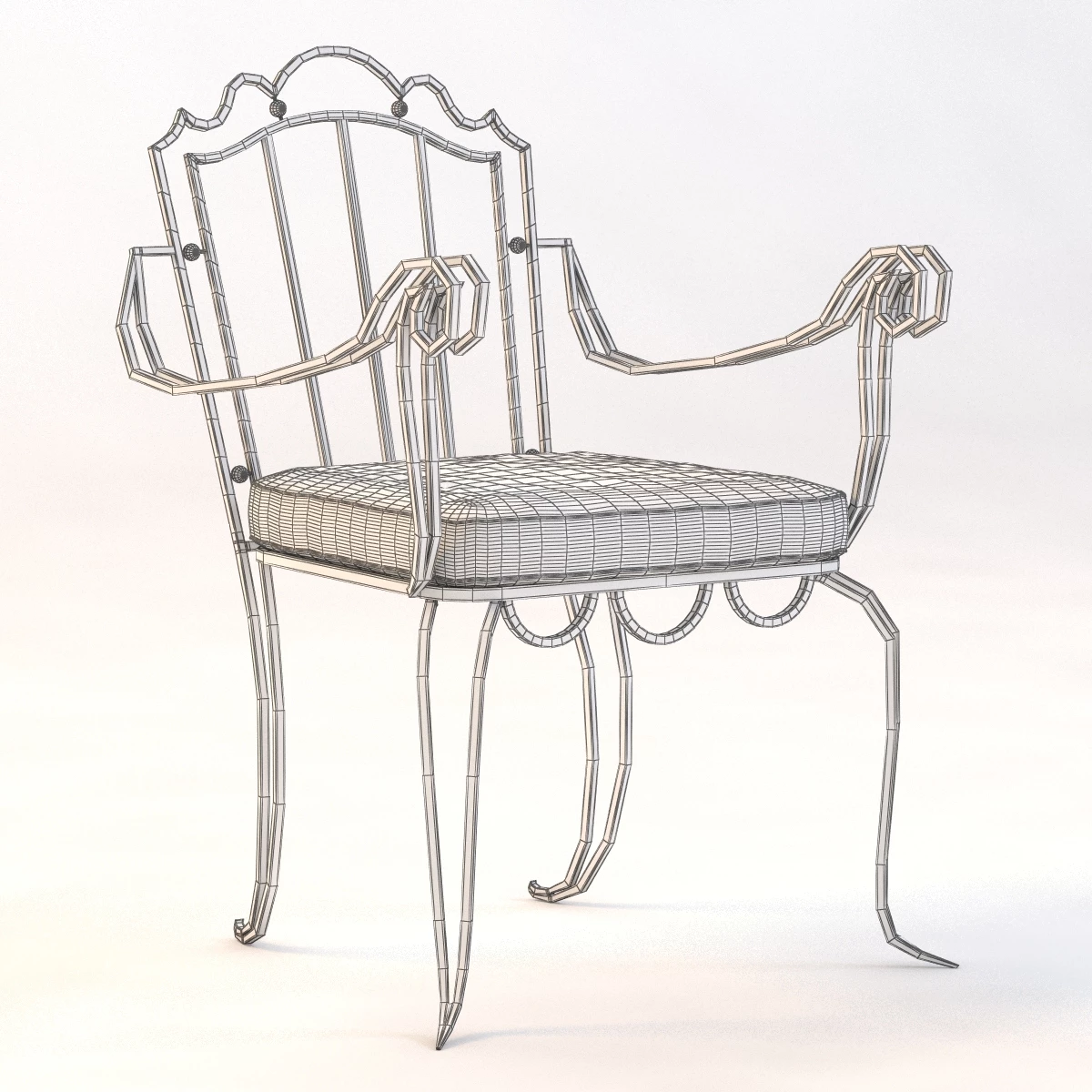 Drake Wrought Iron Arm Chair 3D Model_04