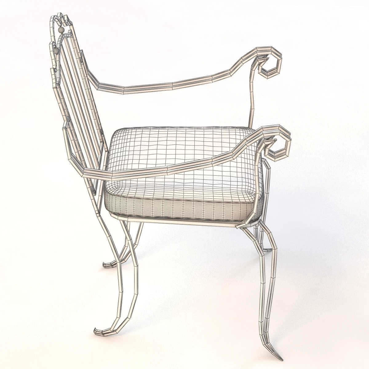 Drake Wrought Iron Arm Chair 3D Model_07
