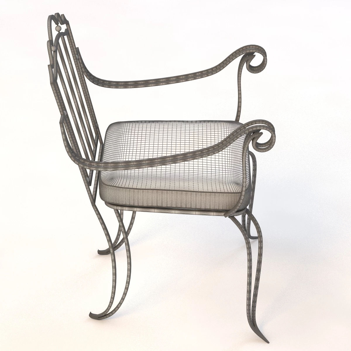 Drake Wrought Iron Arm Chair 3D Model_06