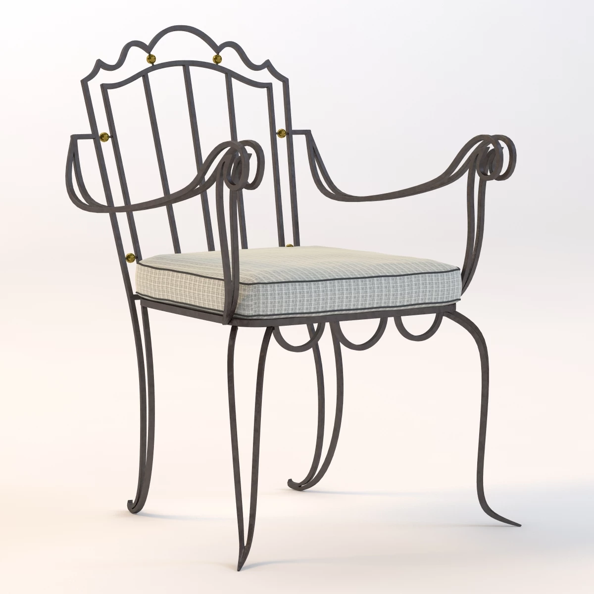 Drake Wrought Iron Arm Chair 3D Model_01