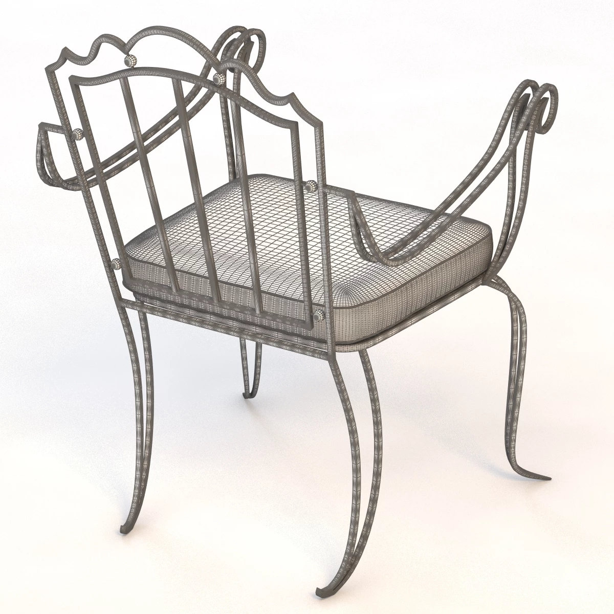 Drake Wrought Iron Arm Chair 3D Model_09