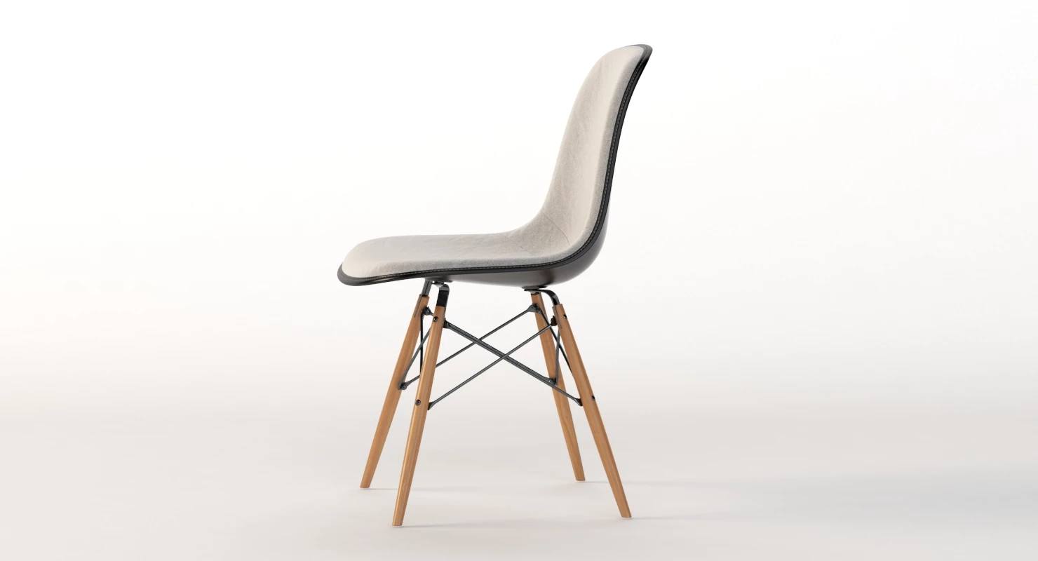 Eames Molded Fiberglass Upholstered Dowel-Leg Side Chair 3D Model_010
