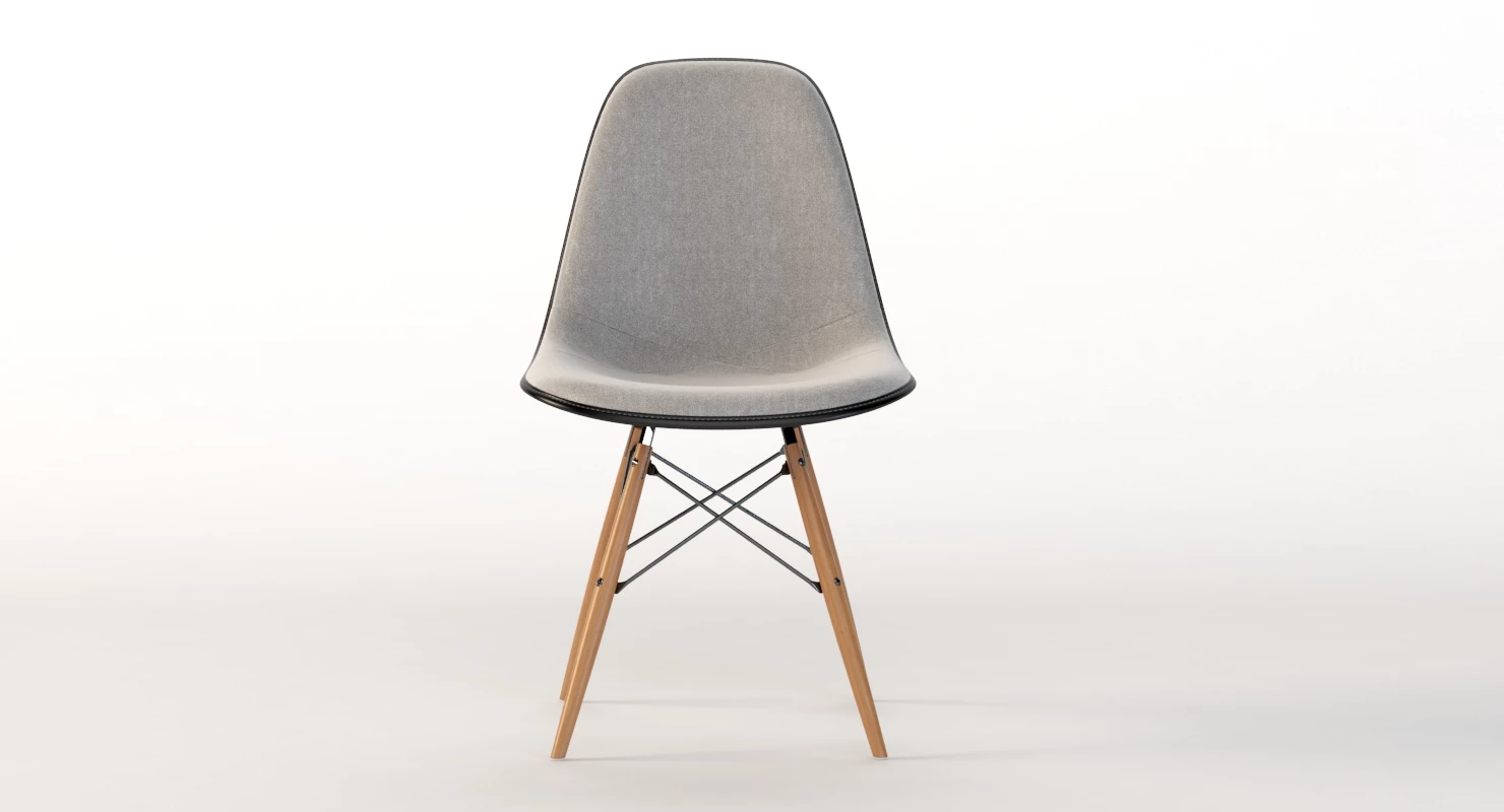 Eames Molded Fiberglass Upholstered Dowel-Leg Side Chair 3D Model_05