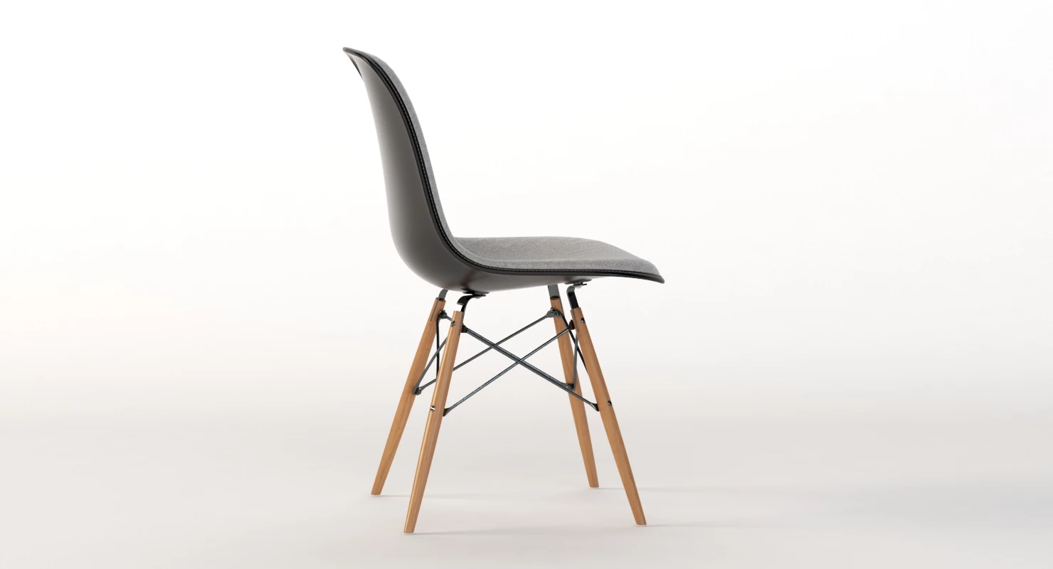 Eames Molded Fiberglass Upholstered Dowel-Leg Side Chair 3D Model_07