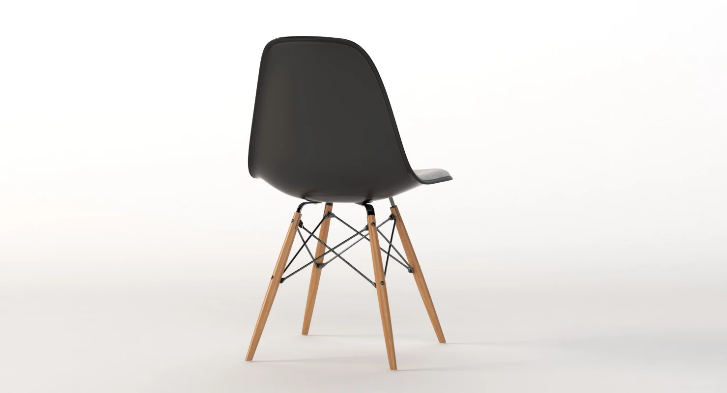 Eames Molded Fiberglass Upholstered Dowel-Leg Side Chair 3D Model_08