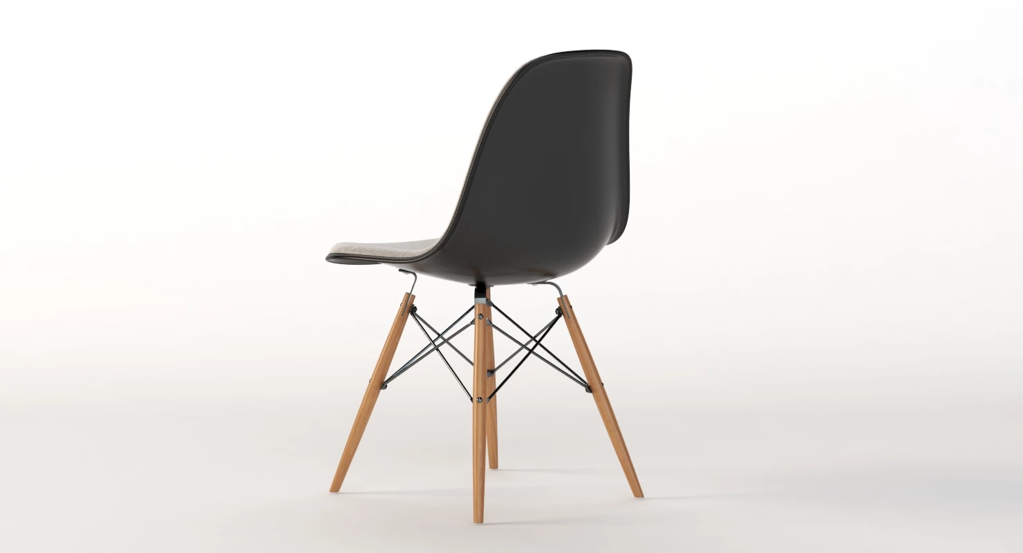 Eames Molded Fiberglass Upholstered Dowel-Leg Side Chair 3D Model_09