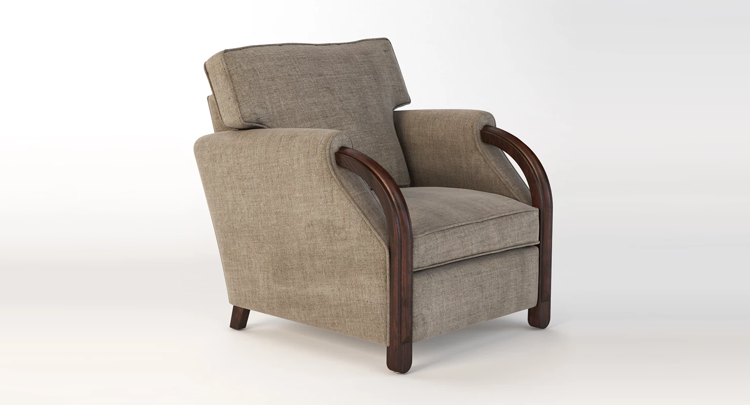 Eugene Printz 19th Century Lounge Armchair 3D Model_01