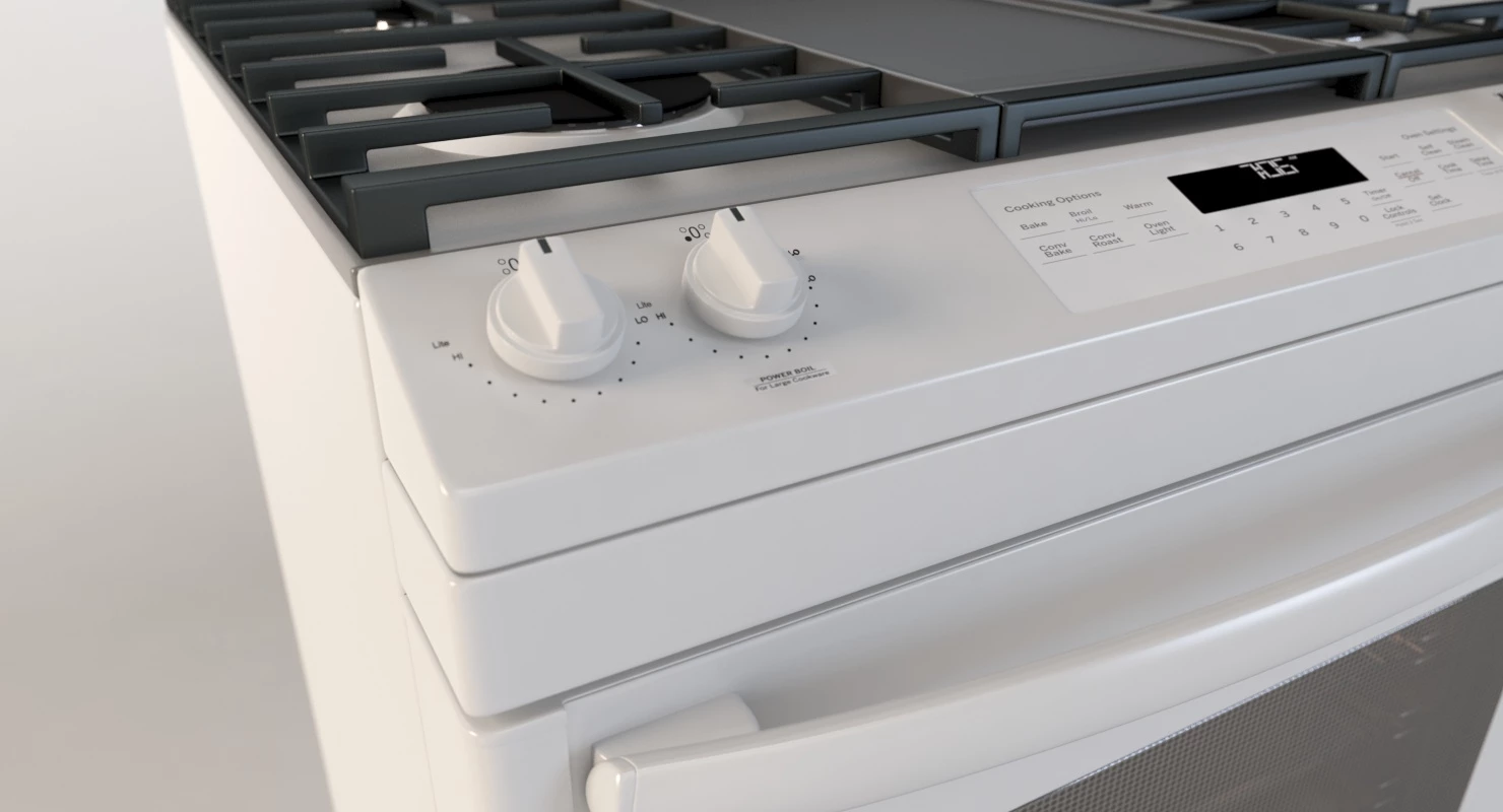General Electric 30 White Slide In Convection Oven Gas Range 3D Model_01