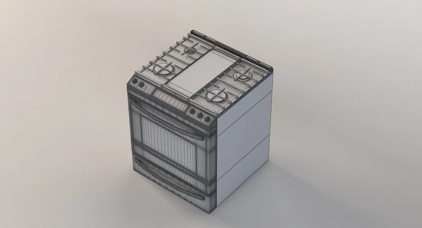 General Electric 30 White Slide In Convection Oven Gas Range 3D Model_010