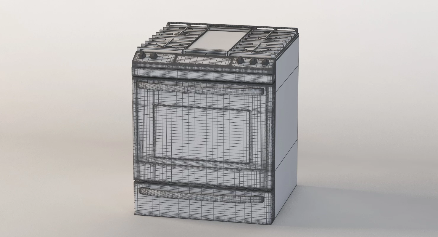 General Electric 30 White Slide In Convection Oven Gas Range 3D Model_09