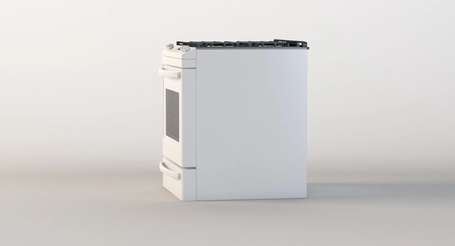 General Electric 30 White Slide In Convection Oven Gas Range 3D Model_07