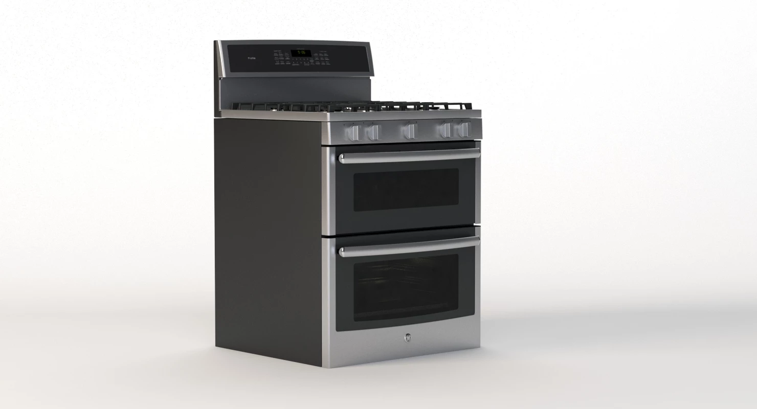 General Electric Free Standing Gas Double Oven Convection Range 3D Model_05