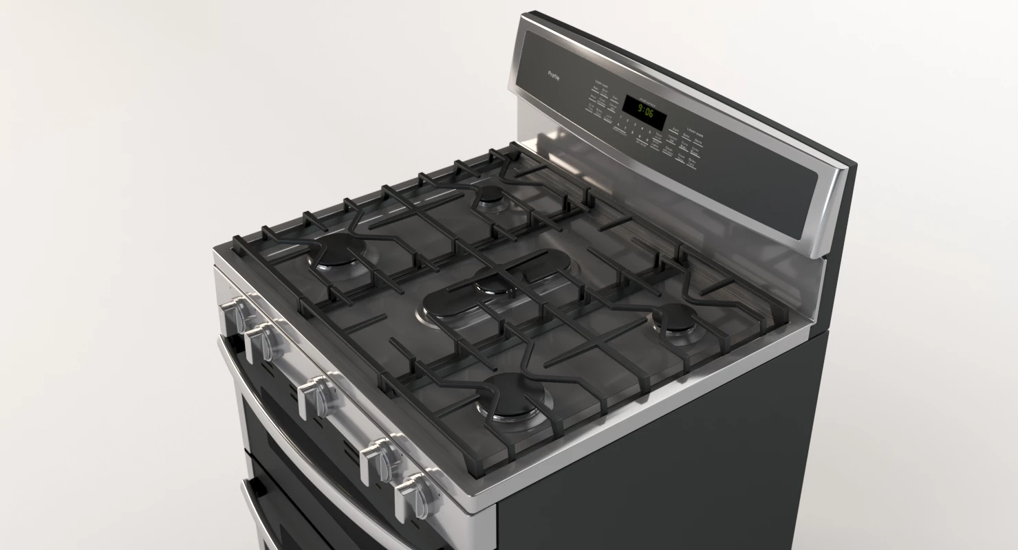 General Electric Free Standing Gas Double Oven Convection Range 3D Model_03