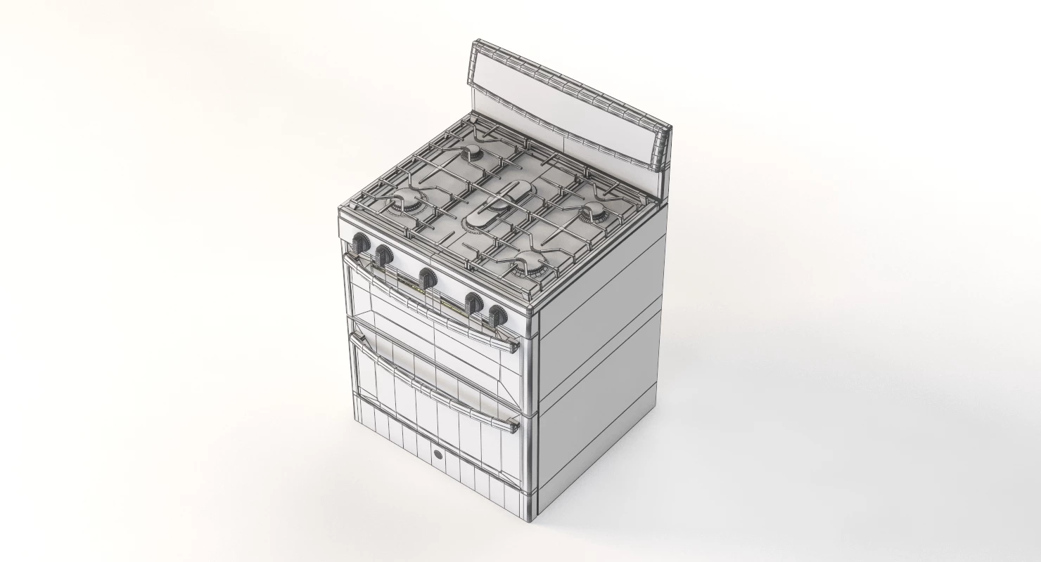 General Electric Free Standing Gas Double Oven Convection Range 3D Model_012