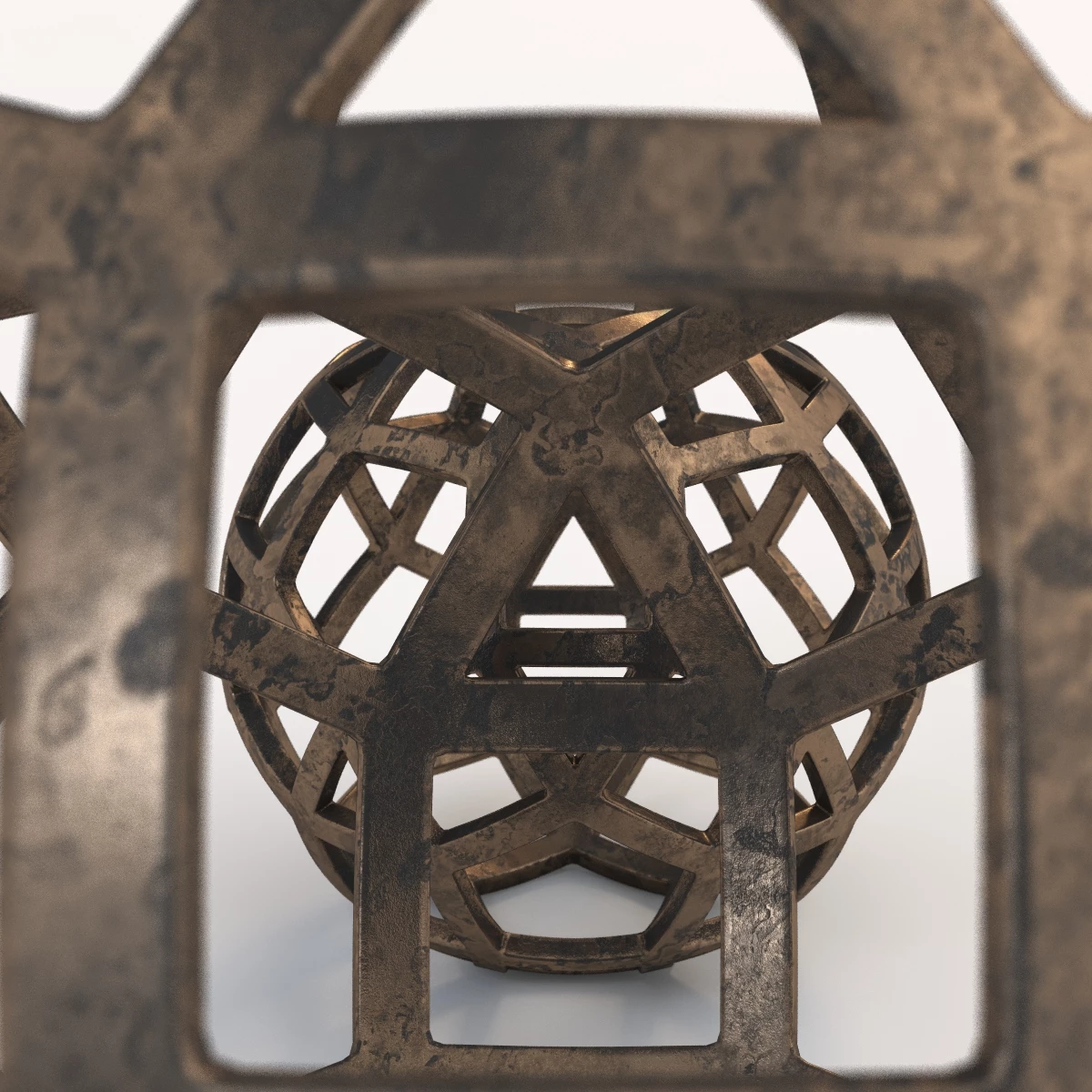 Geo Large Decorative Metal Ball 3D Model_08